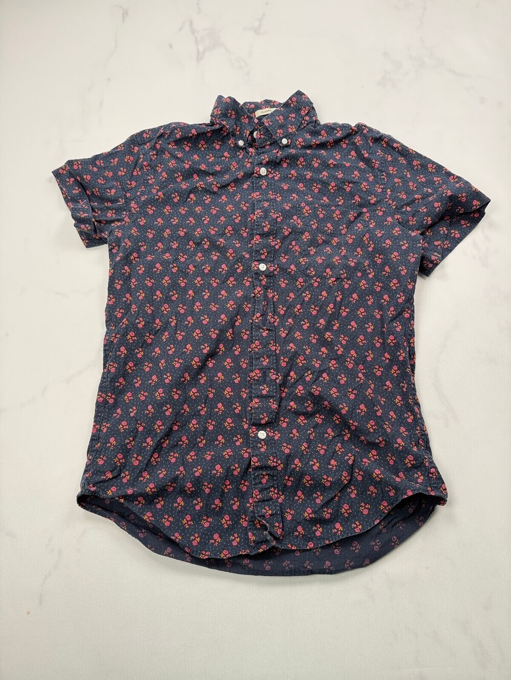 J.Crew Classic Button-Up Shirt Navy 90s Shirt Blouse - Mens S
